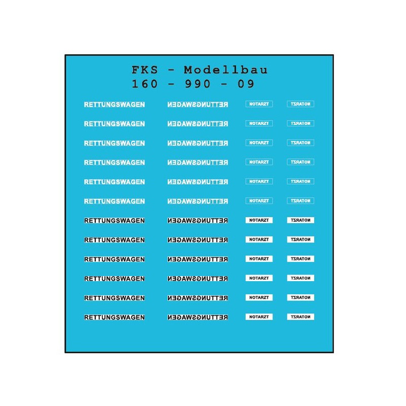 Decal sheet lettering ambulance / emergency doctor