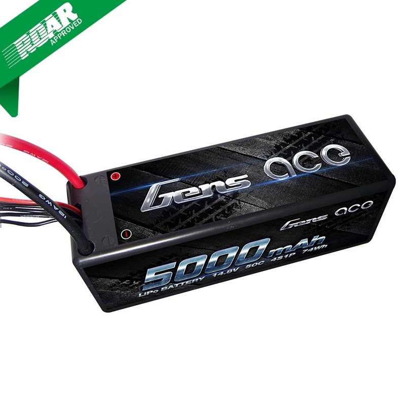 Gens Ace – 031 – 5000mAh 4S1P 14.8V 50C LiPo Deans Plug Hard Case 138x46x50mm