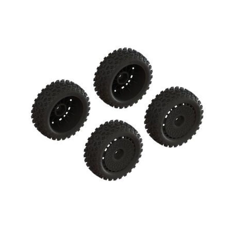 Arrma dBoots 2-HO Pre-Mounted Tire Set (Black) (4) – ARA550114
