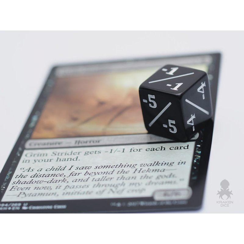 6pc Pack Negative Dice Counters Black -1/-1 for Magic: The Gathering