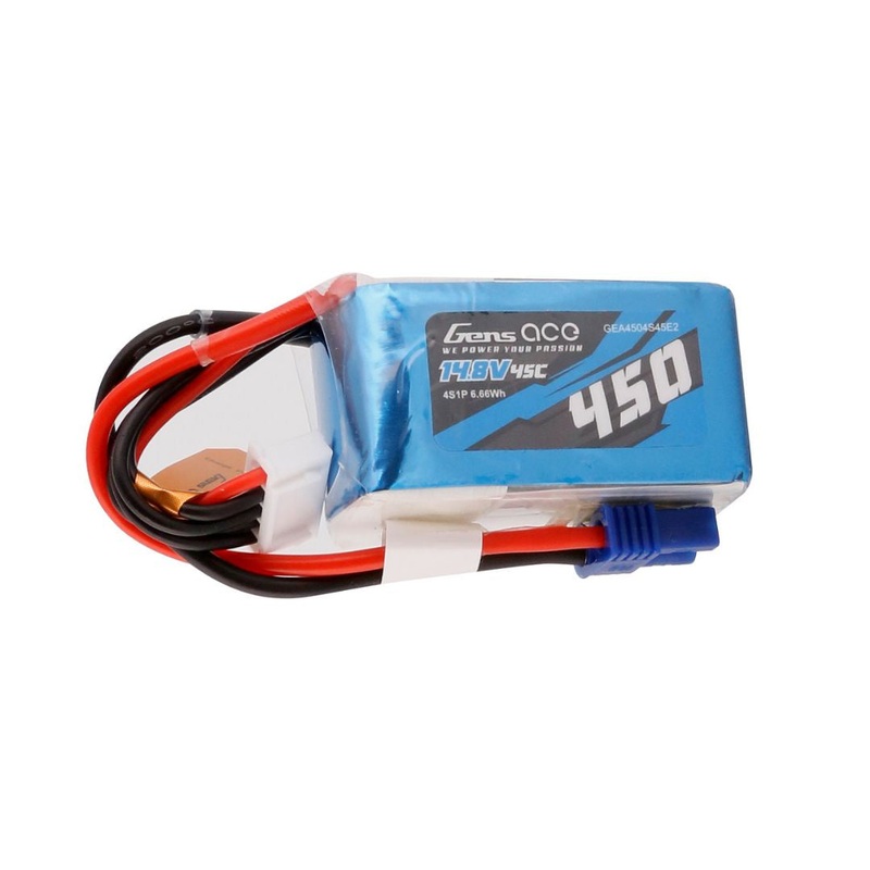 Gens Ace 4S LiPo Battery 45C (14.8V/450mAh) w/EC2 Connector – GEA4504S45E2