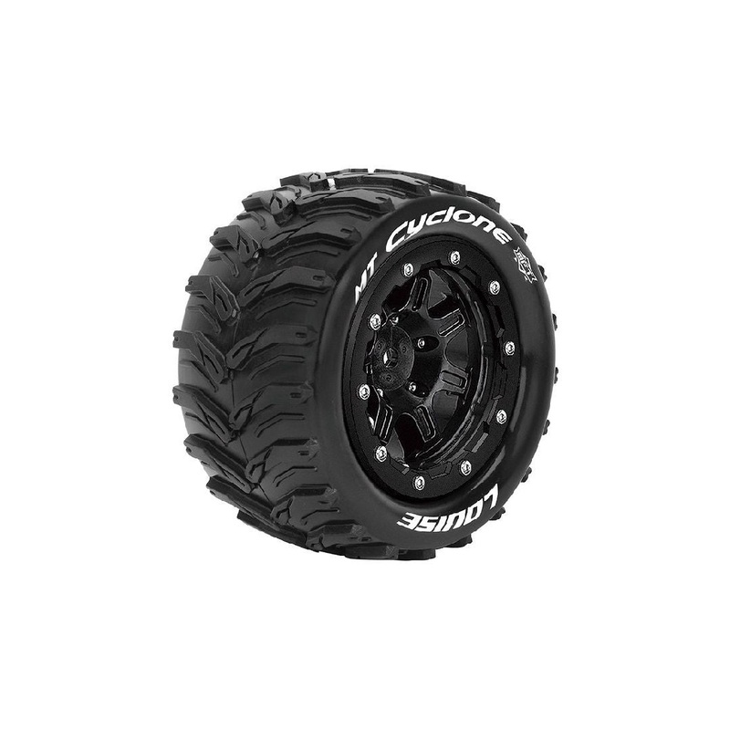 Louise R/C MT-Cyclone on Black Wheels (2) for Traxxas Maxx – LOULT3331SB