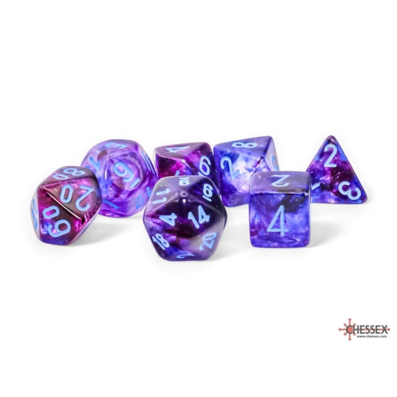 Chessex Nebula 7-Die Set Mega-Hedral Nocturnal/Blue Luminary CHX22547