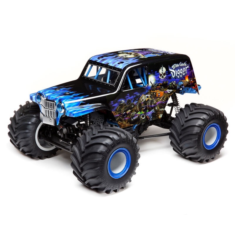 Losi 1/10 4WD Monster Truck RTR Brushless LMT Solid Axle Grave Digger Son-Uva – Blue LOS04021T2