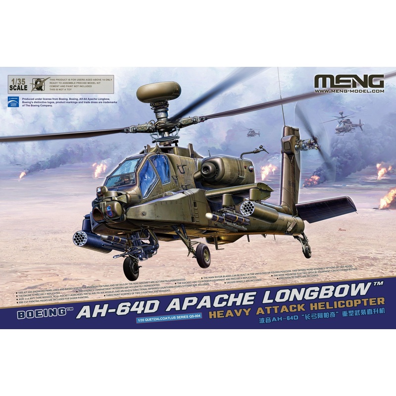 Boeing AH-64D Apache Longbow Heavy Attack Helicopter 1/35 #QS-004 by Meng