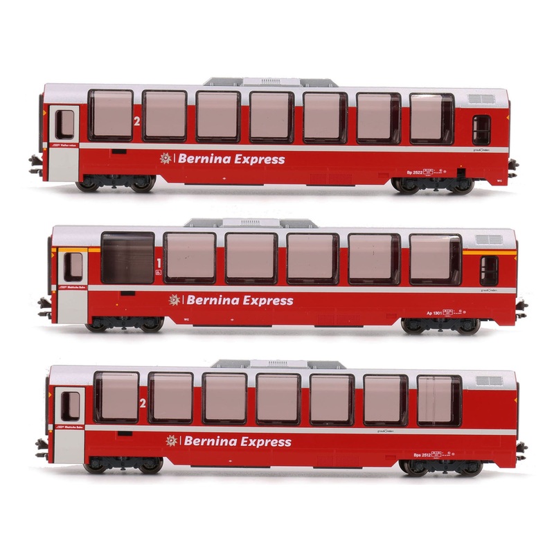 Bernina Express Rhaetian Railway passenger car set 3-piece