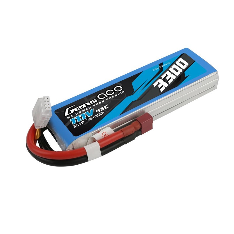 Gens Ace 3S LiPo Battery 45C (11.1V/3300mAh) w/Deans Connector – GEA3S330045D