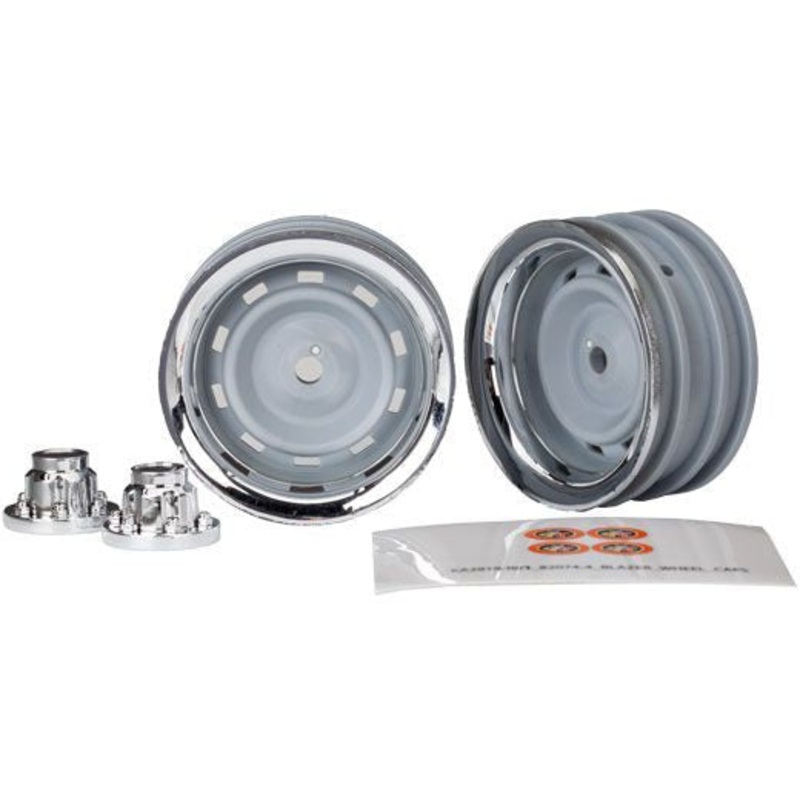 Traxxas Wheels, 1.9, chrome (2)/ center caps (2)/ decal sheet (requires #8255A extended stub axle)