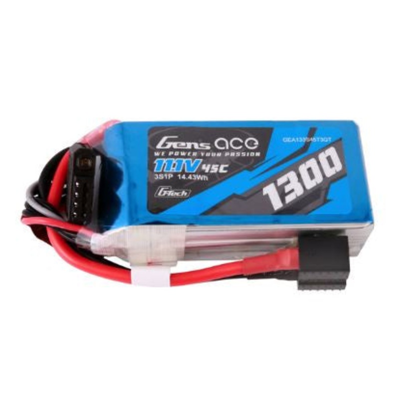 Gens Ace G-Tech Smart 3S LiPo Battery 45C (11.1V/1300mAh) w/Universal Connector – GEA133S45T3GT