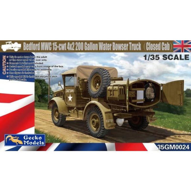 Bedford MWC 15cwt 4×2 200 Gallon Water Bowser Truck Closed Cab 1/35  #35GM0024 by Gecko