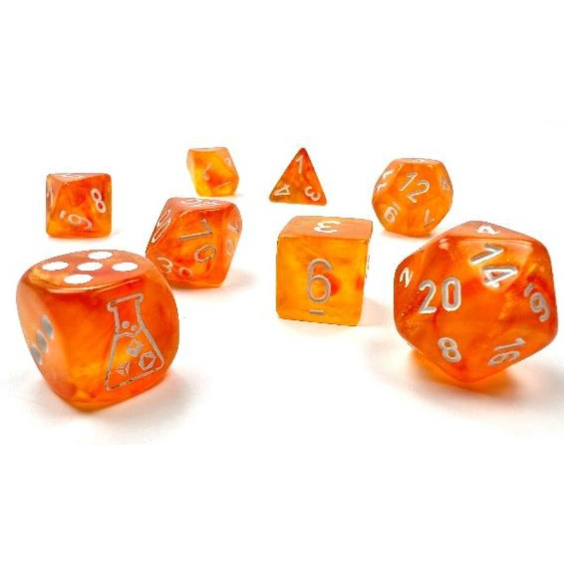 Chessex Borealis 7-Die Set Set Blood Orange/White Luminary CHX30052