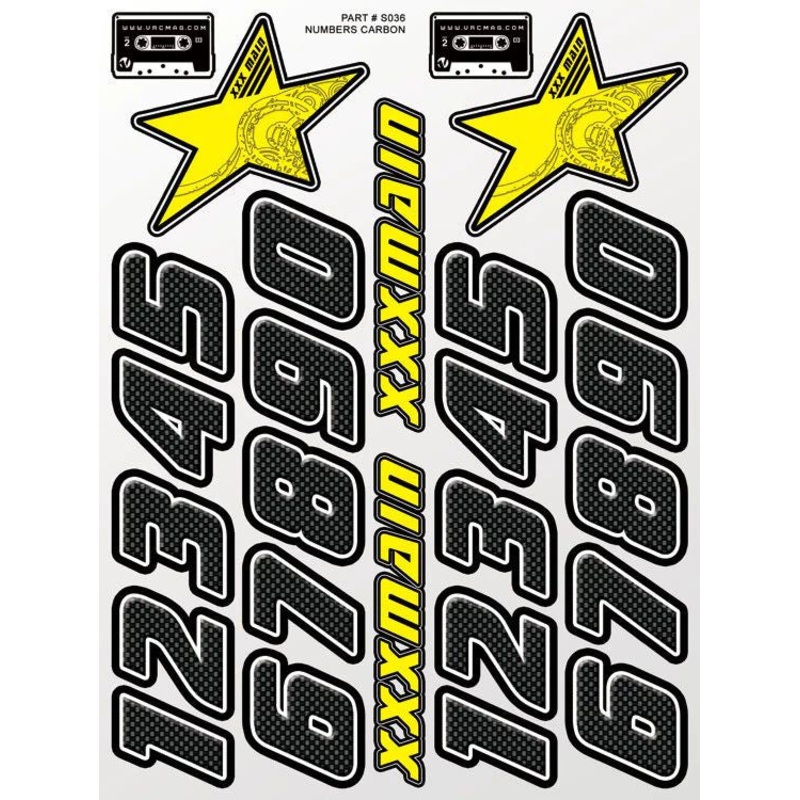 XXX Numbers Carbon Sticker Sheet – XXXS036