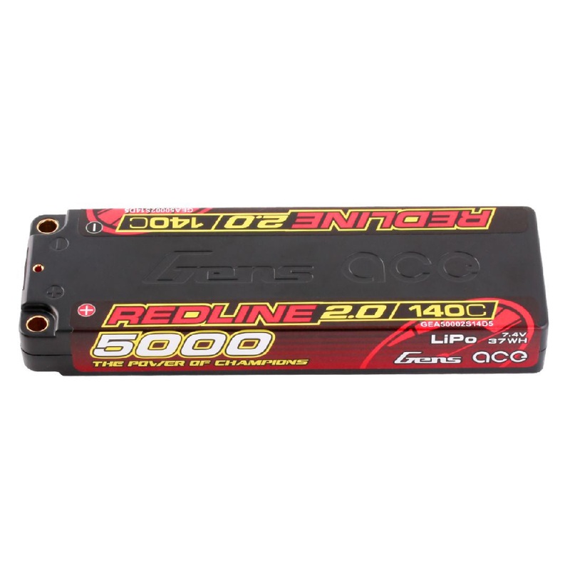 Gens Ace Redline 2.0 5000mAh 2S 7.4V 140C LiPo w/ 5.0mm Bullet – GEA50002S14D5