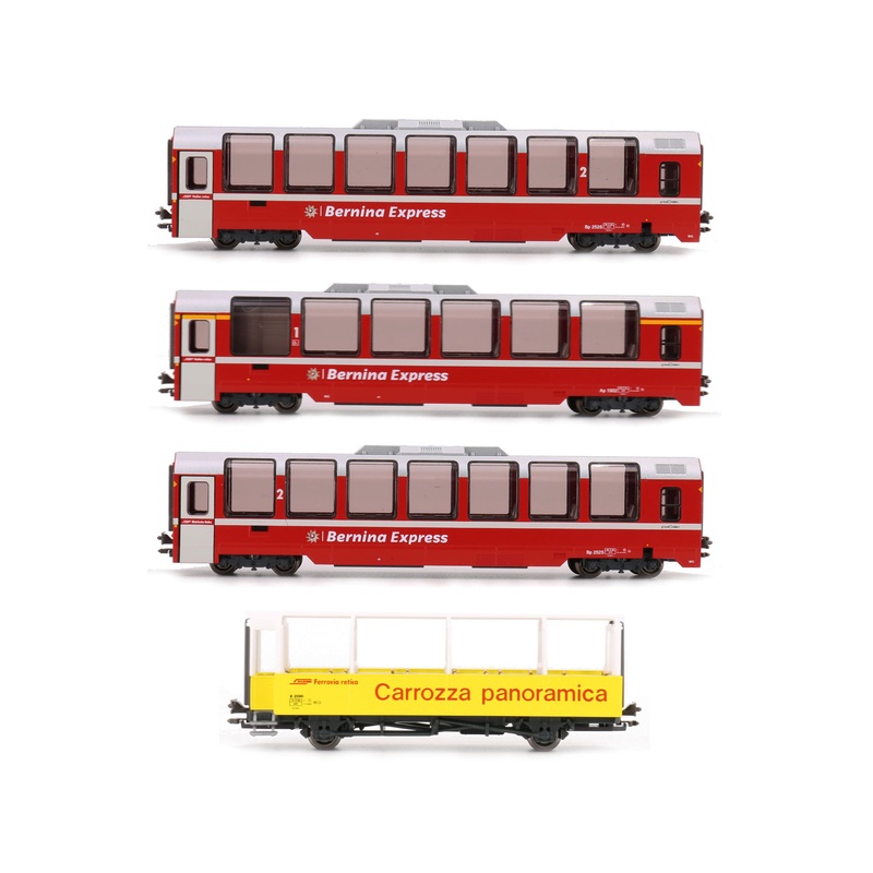 Bernina Express Rhaetian Railway passenger car set 4-piece