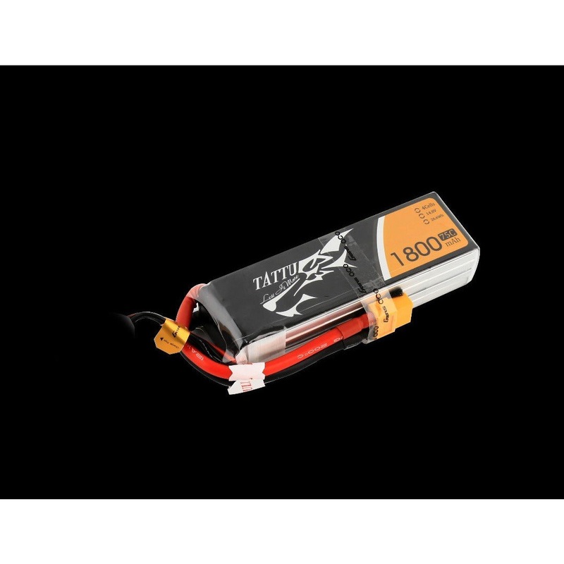 Tattu – 104 – 1800mAh 4S1P 14.8V 75C LiPo XT60 Plug Soft Case 106x36x25mm