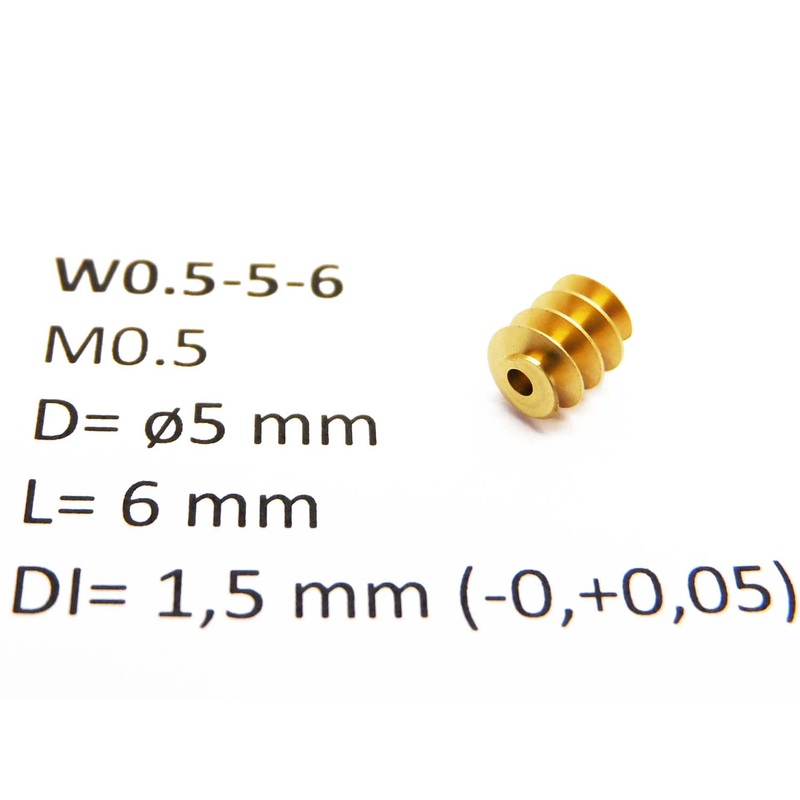 Worm brass M0.5 D=5 L=6 DI=1.5 mm