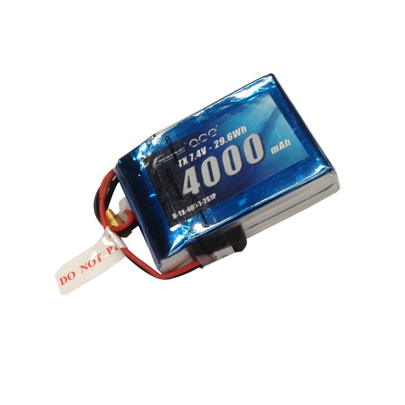 Gens Ace – 050 – 4000mAh 2S1P 7.4V Transmitter LiPo JST Plug Soft Case 72x52x20mm