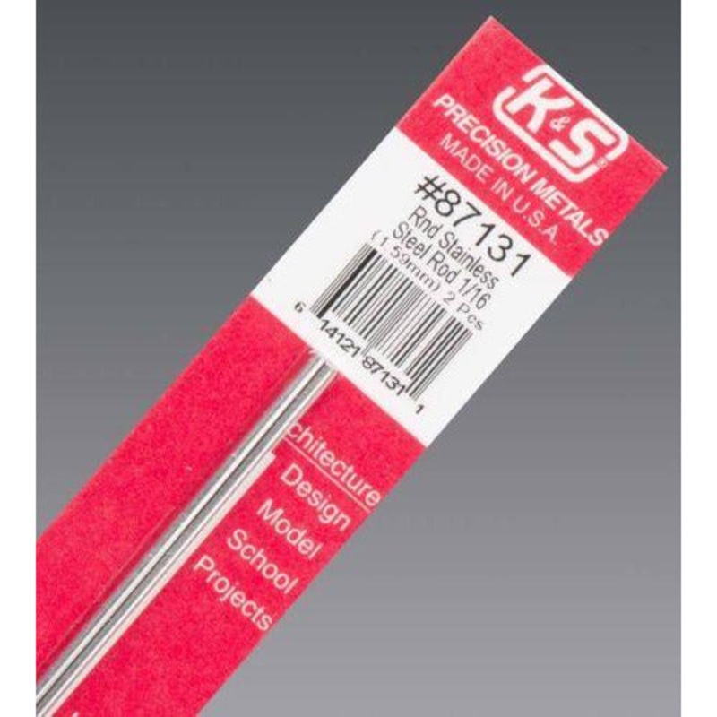 K&S Round Stainless Steel Rod – 1/16 (2/PK) KSE87131