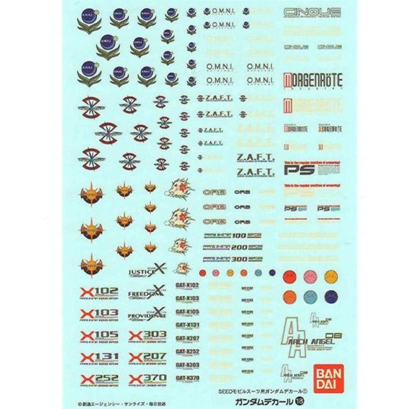 Gundam Decal 18 – Mobile Suit Gundam SEED Series (1)