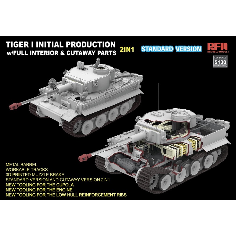 Tiger I Initial Prodduction Early 1943 w/Full Interior Standard Version 1/35 #RM-5130 by Ryefield Model