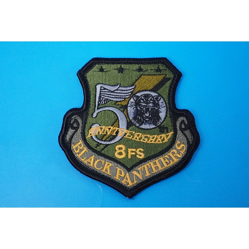 Patch JASDF 8th Squadron Black Panther 50th Anniversary Tsuiki Base Low Visibility with hook and loop