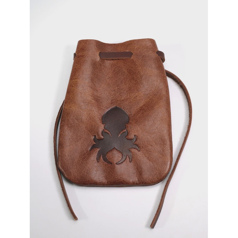 Medium Leather Dice Bag|Amber|Black|Old World|Brown