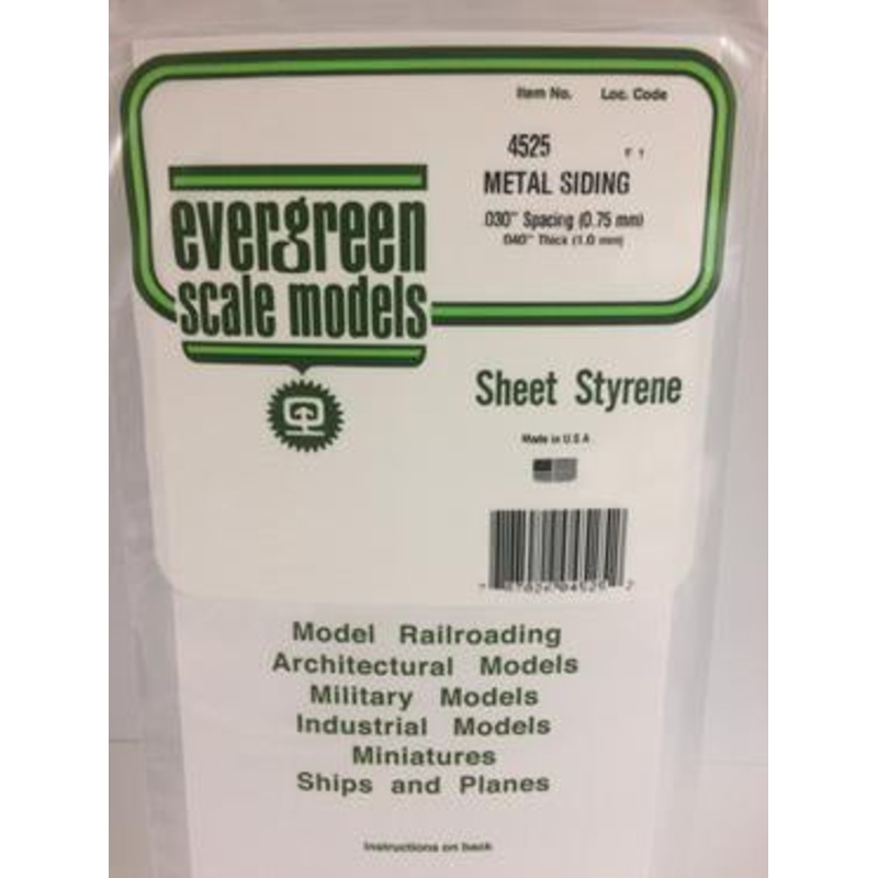Evergreen #4525 – .030 Opaque White Polystyrene Corrugated Siding