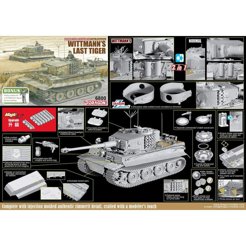 39-45 Series Wittmann’s Last Tiger Pz.Kpfw.VI Sd.Kfz.181 Late Production (2 In 1) (Smart Kit) 1/35 #6800 by Dragon Models