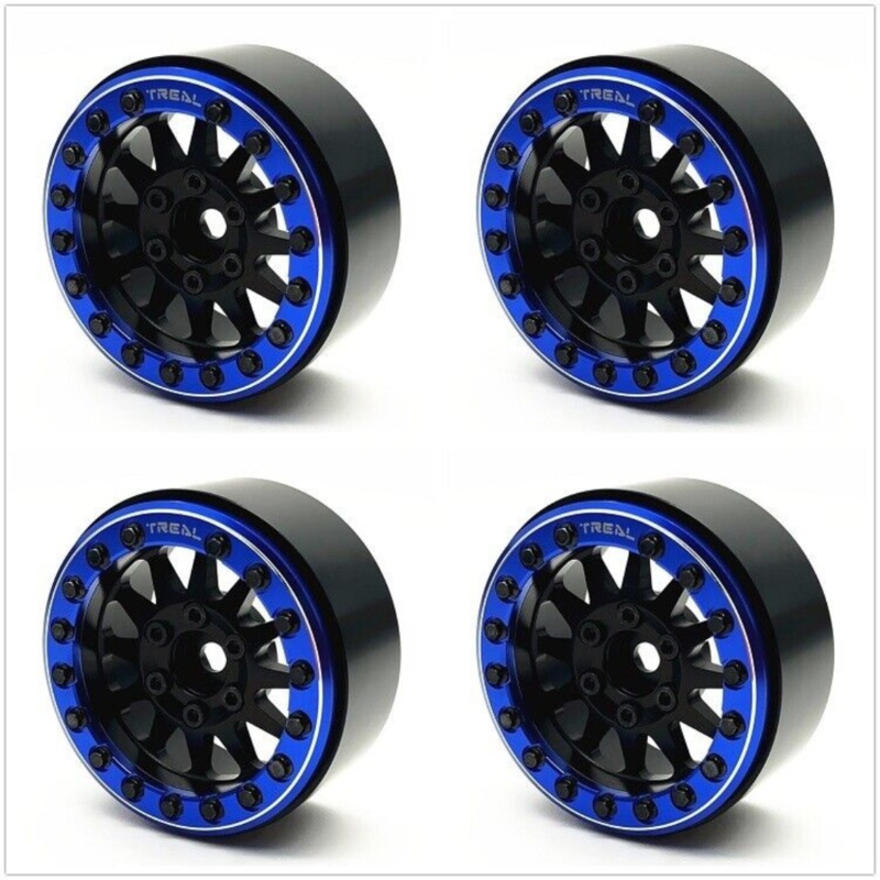 Treal Hobby Type D 1.9 12-Spoke Beadlock Wheels (Black/Blue) (4) – TLHTWHEELS-10