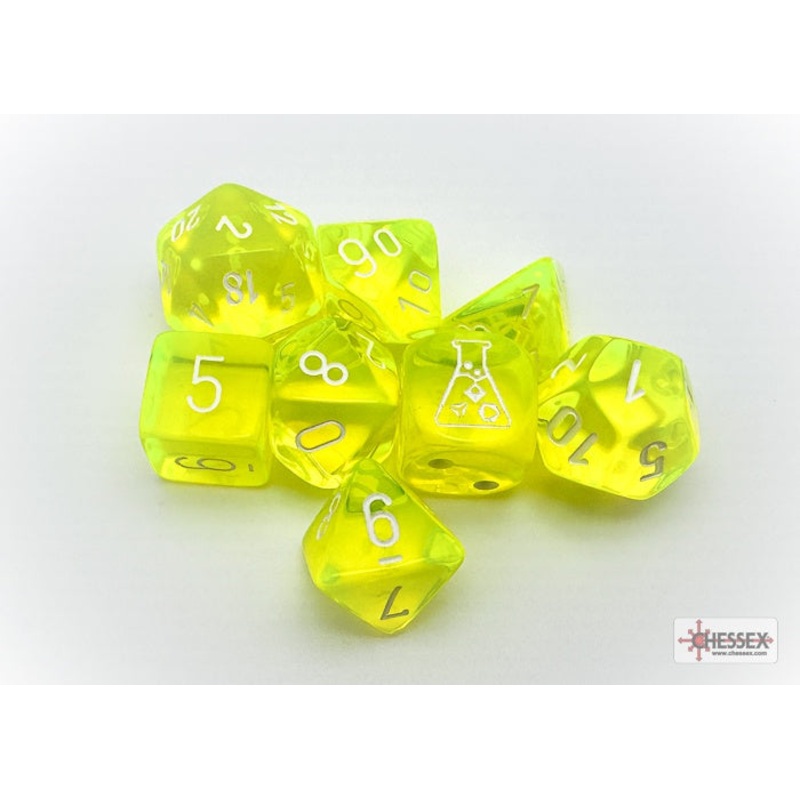 Chessex Translucent 7-Die Set Neon Yellow/White CHX30061