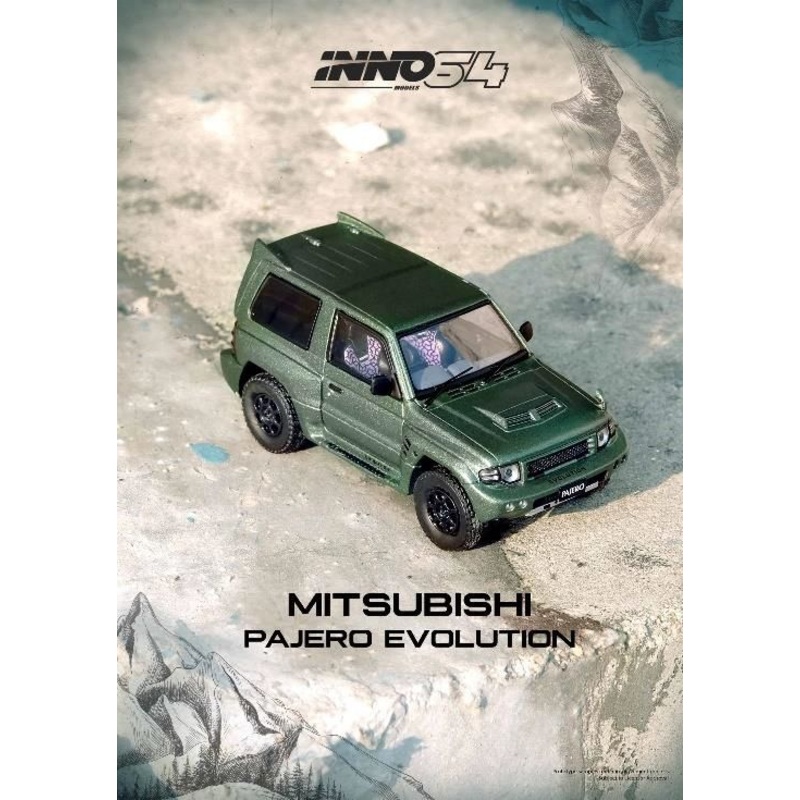 [ Back-order ] INNO Models IN64-EVOP-SGRE 1:64 Mitsubishi Pajero Evolution Satin Green model car