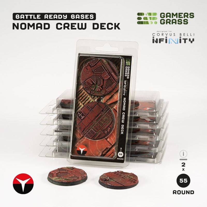 Gamers Grass Battle Ready Bases – Nomad Crew Deck – Round 55mm (2x)
