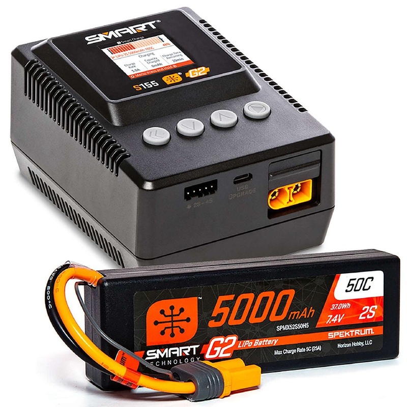 Spektrum RC Smart G2 PowerStage 2S Bundle w/2S Smart LiPo Battery (5000mAh) (IC5) – SPMXPSS200