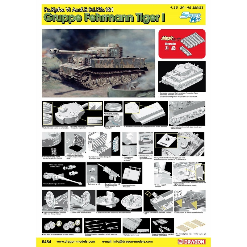 39-45 Series Pz.Kpfw.Vi Ausf.E Tiger I Initial Production s.Pz.Abt.502 Leningrad Region 1942/3 (Smart Kit) 1/35 #6600 by Dragon Models