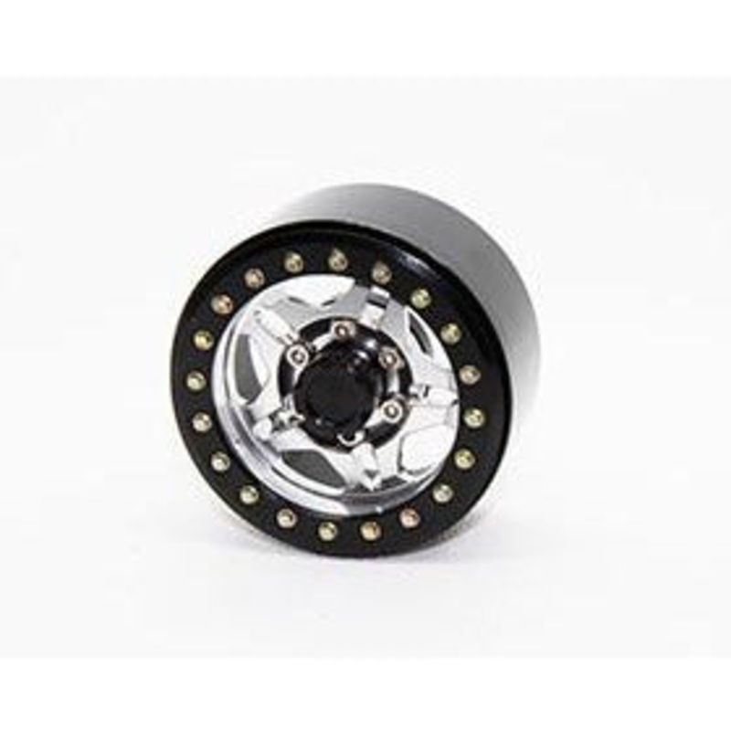 APS28501S CNC Machined 1.9 5-Spoke Beadlock Wheels for Crawlers (Black on Chrome) (4)