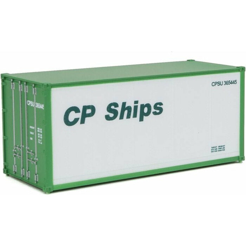 Woodland Scenics 20′ Smooth-Side Container CP Ships (White/Dark Green/Green, no Multi-Mark) (HO) WOO8654