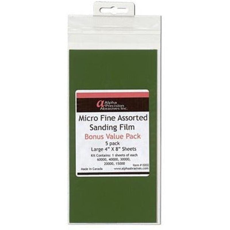 Alpha Abrasives Micro Fine Assorted Sanding Film 5pk 4×4 ALP202