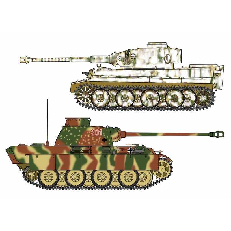 Tiger I & Panther G German Army Main Battle Tank Combo 1/72 #30067 by Hasegawa