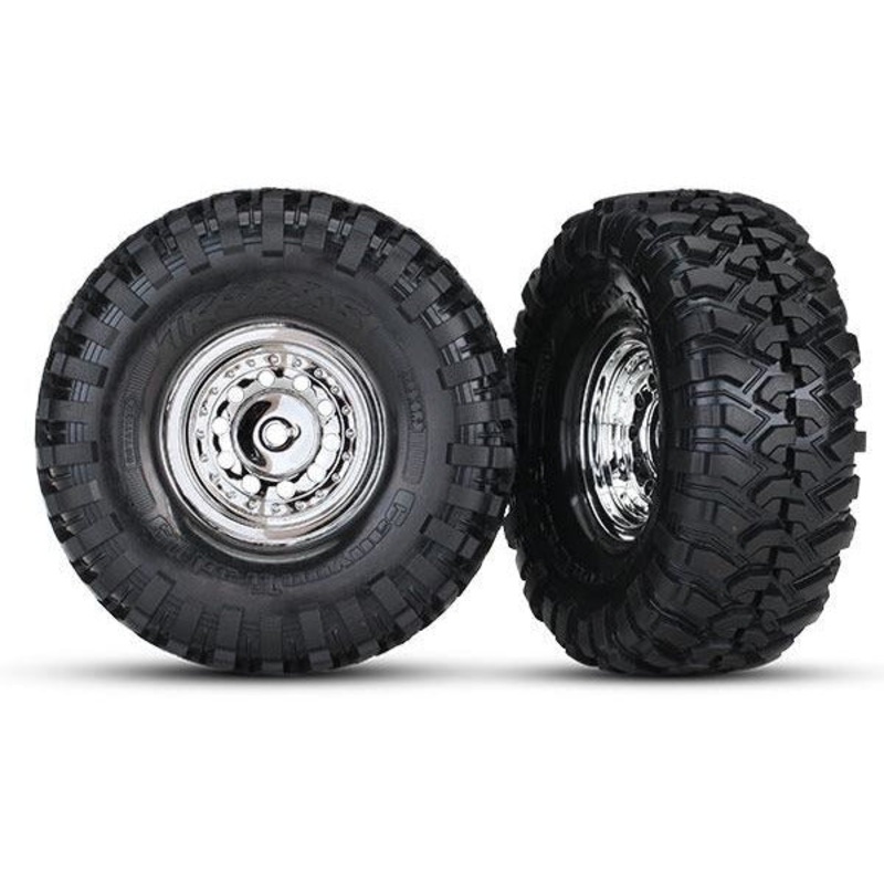 TRA8177 Tires and wheels, assembled, glued (1.9′ chrome wheels, Canyon Trail 1.9 tires)