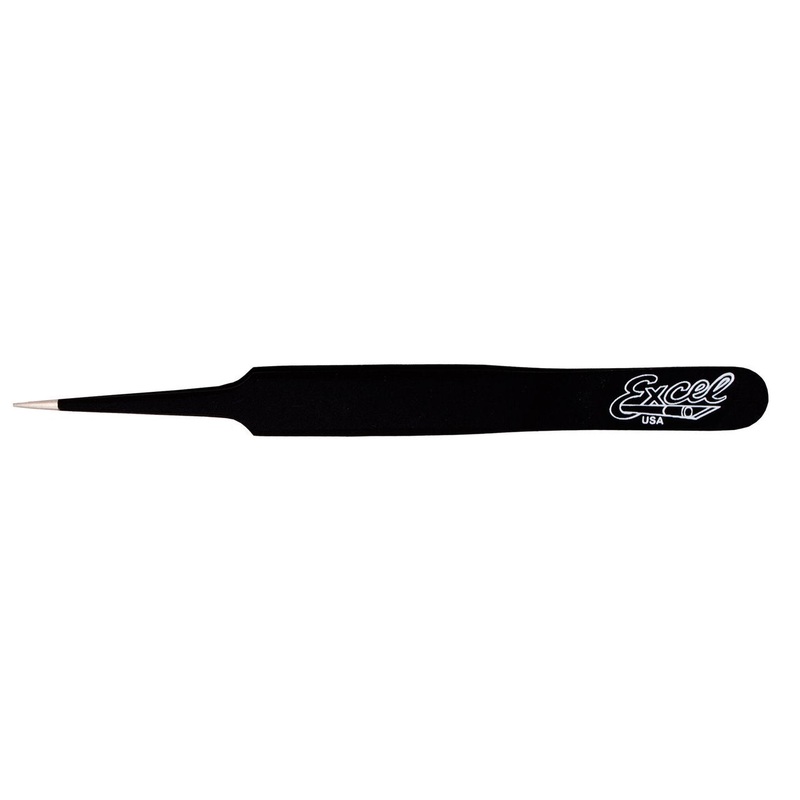 Excel Tweezer 4.5 Straight Pointed Black