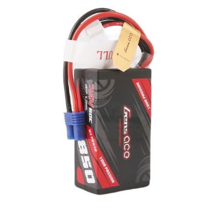 Gens Ace 2S LiPo Battery 60C (7.4V/850mAh) w/EC2 Connector (Losi Mini-B) – GEA8502S60E2