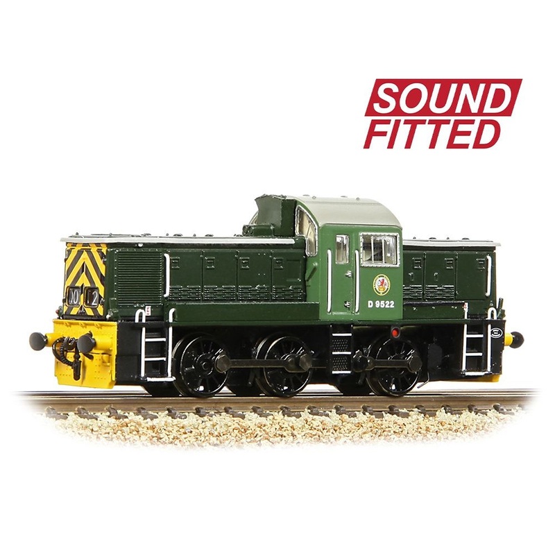 DCC + Sound Diesel locomotive Class 14 D9522 BR Green Wasp Stripes