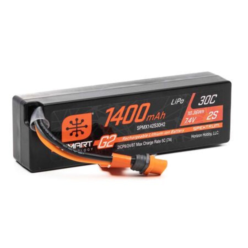 Spektrum RC 7.4V 1400mAh 2S 30C Smart G2 LiPo Battery: IC2 – SPMX142S30H2