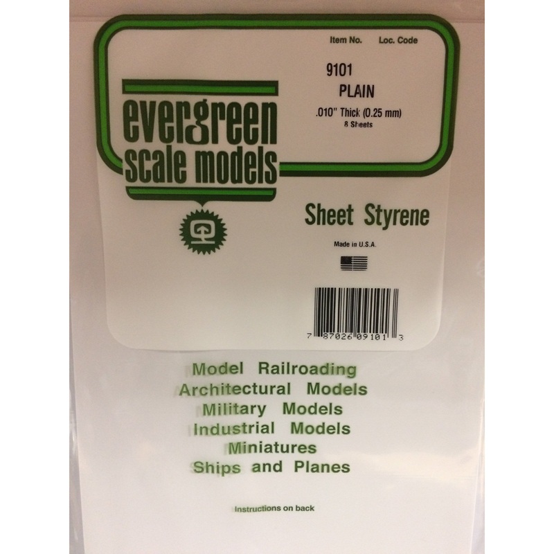 Evergreen #9101 Styrene Sheets: White 8 pack 0.010 (0.25mm) x 8 x 21