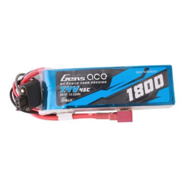 Gens Ace G-Tech Smart 2S LiPo Battery 45C (7.4V/1800mAh) w/Deans Connector – GEA182S45DGT