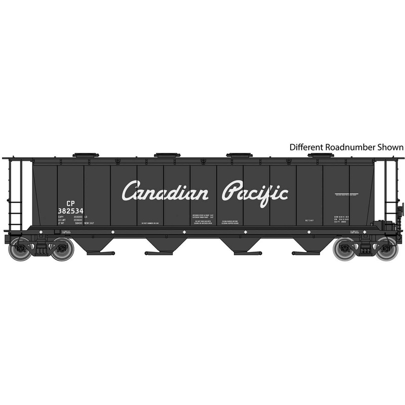 59′ Cylindrical Hopper – Ready to Run — Canadian Pacific #382799 (black, Script Name)