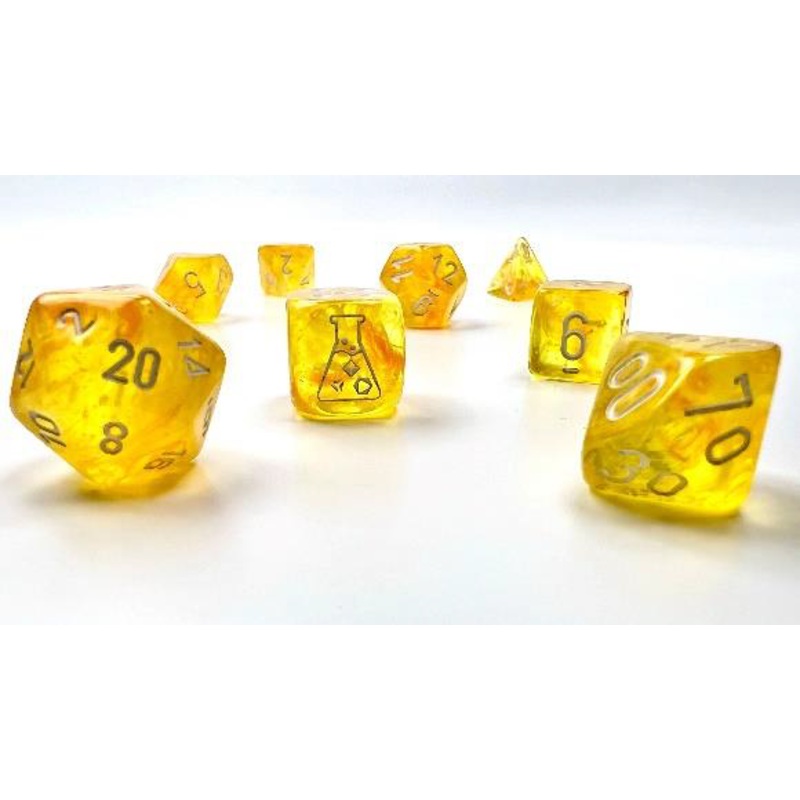 Chessex Borealis 7-Die Set Canary/White Luminary w/ Bonus