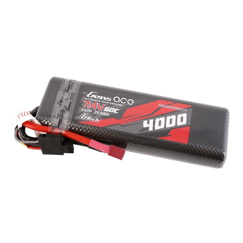Gens Ace 2S G-Tech Smart LiPo Battery 60C (7.4V/4000mAh) w/T-Style Connector (Tamiya) – GEA402S60DGT