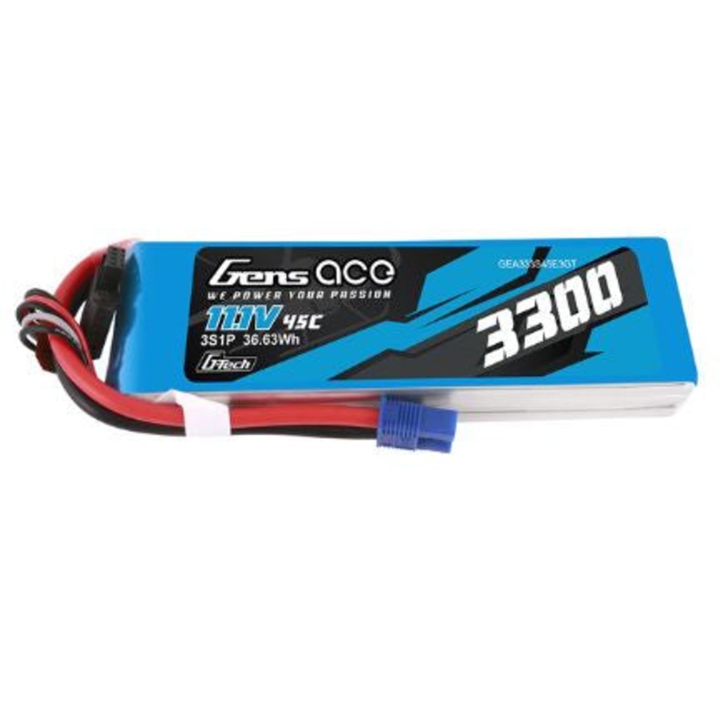 Gens Ace G-Tech Smart 3S LiPo Battery 45C (11.1V/3300mAh) w/EC3 Connector – GEA333S45E3GT
