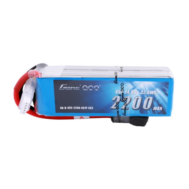 Gens Ace – 502 – 2200mAh 4S1P 14.8V 45C LiPo EC3 Plug Soft Case 106x34x30mm